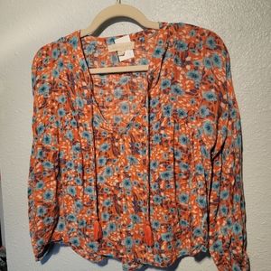 Burnt Orage Floral Top
